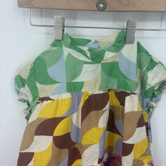 Oeuf Dress Girls 6-7 Years Cotton Linen Freesia Party Colorful Luxury Retro Tier - Picture 6 of 8